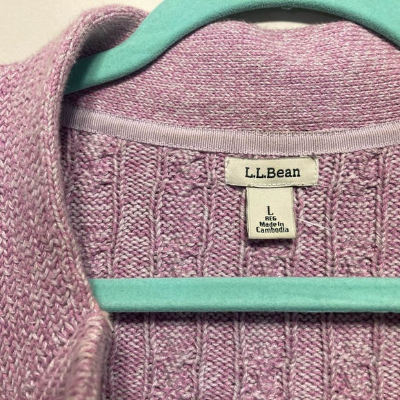 LL Bean Lg Double L Cardigan Cotton. Heathered - Picture 4 of 7